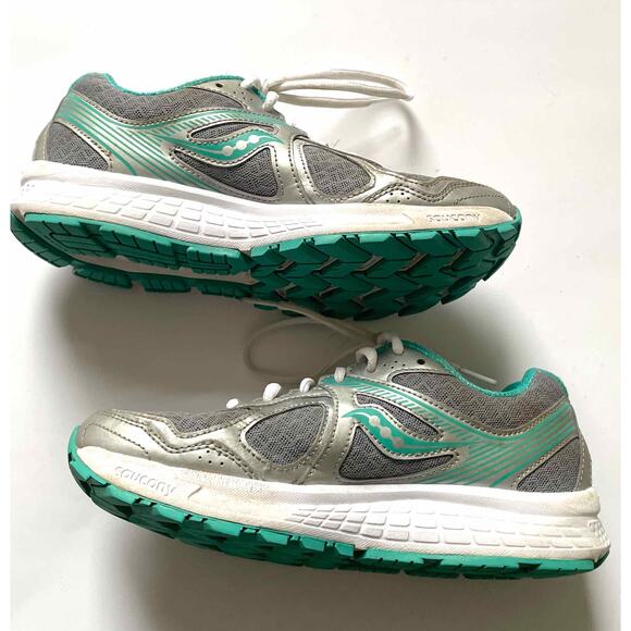Saucony Cohesion 10 Running Walking Sneakers Gray Teal Lime Size 7 - Picture 4 of 8